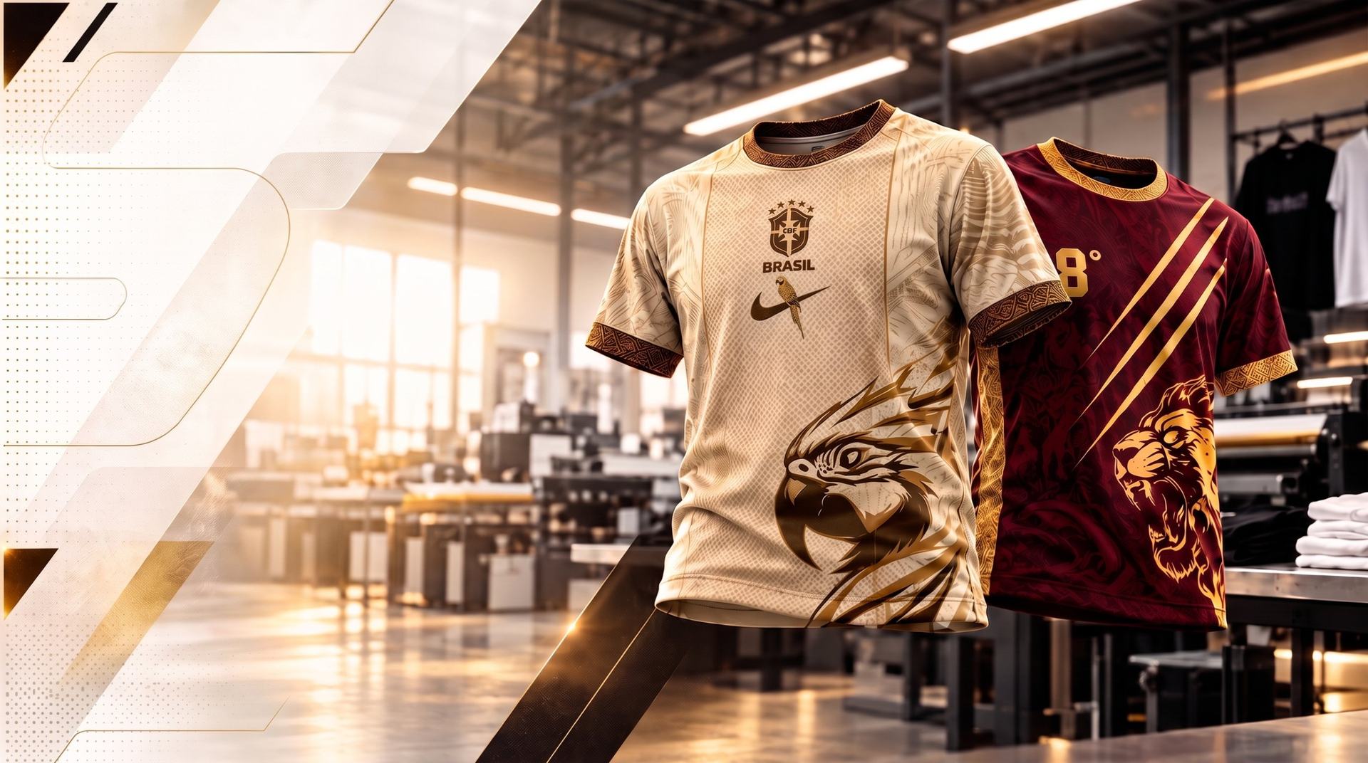 Camisetas personalizadas SKC pretas e brancas em uma oficina de estamparia